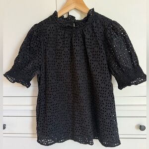 Jcrew eyelet puff sleeve blouse
